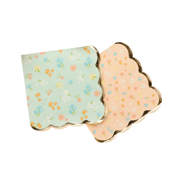 Ditsy Floral Vintage Scalloped Paper Napkins