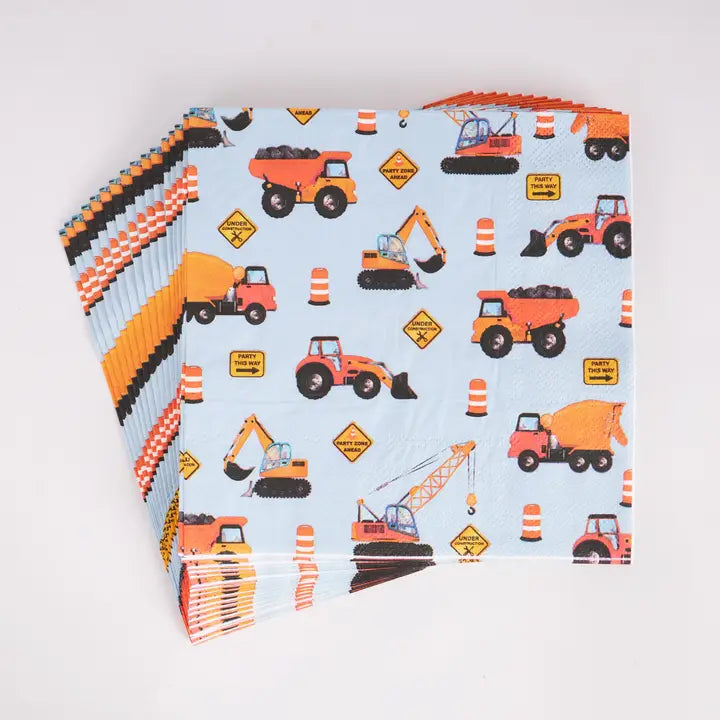 Construction Zone Dumper Truck Paper Party Napkins