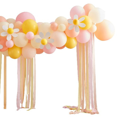 Pastel Daisy Party Balloon Garland
