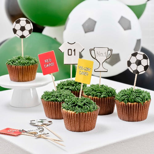 Kick Off Soccer Party Cupcake Toppers
