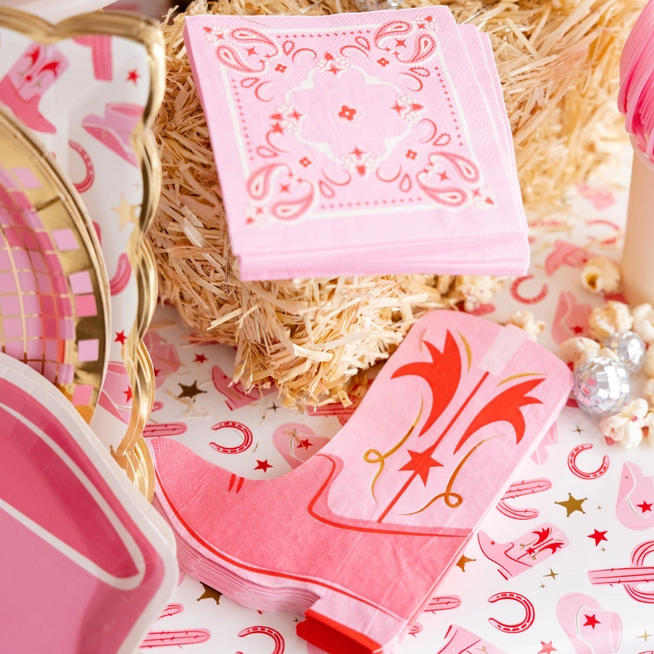 Cowboy Pink Bandana Paper Cocktail Napkin