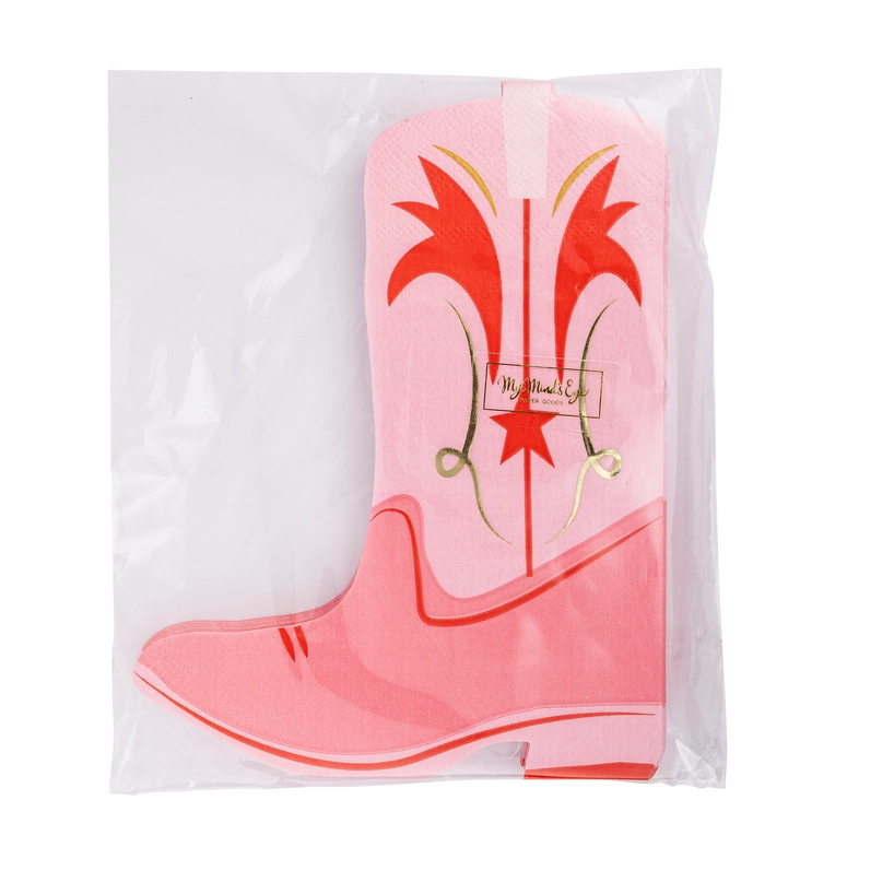 Cowboy Pink Boot Shaped Paper Party Napkin