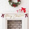 Merry Christmas Gold Banner with Red Velvet Bows