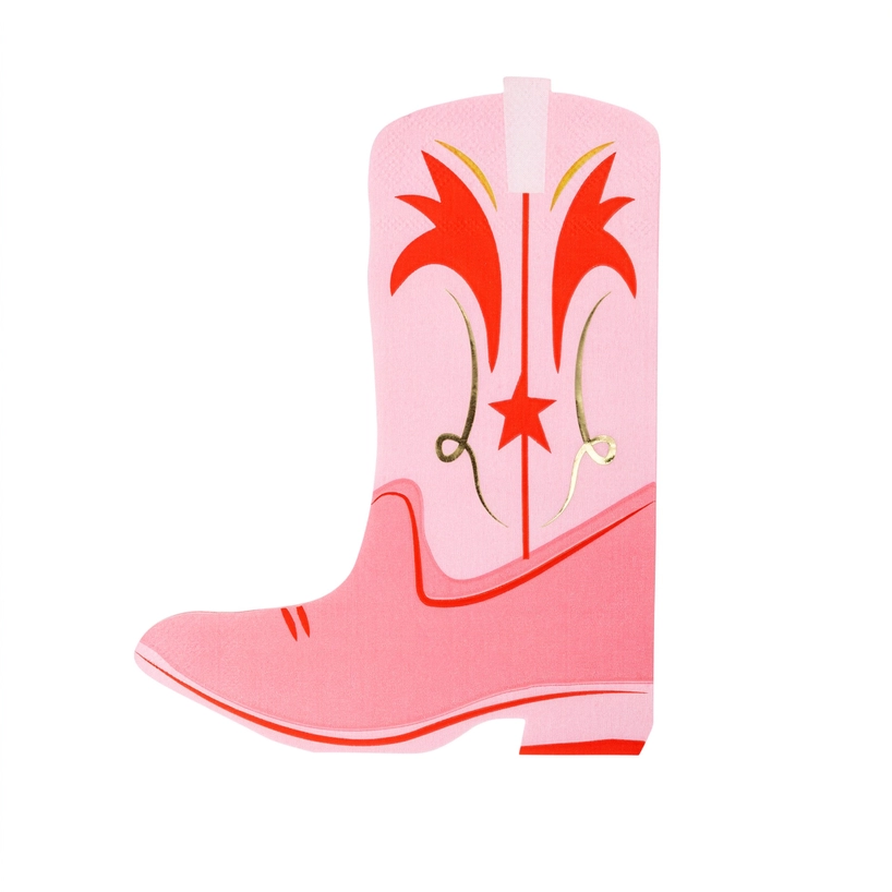 Cowboy Pink Boot Shaped Paper Party Napkin