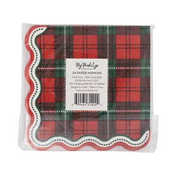 Christmas Red and Green Plaid Paper Party Small Napkins – Pack of 24