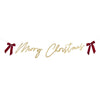 Merry Christmas Gold Banner with Red Velvet Bows