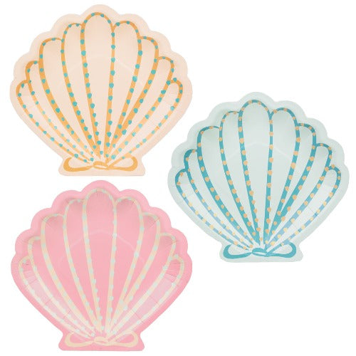 Make Waves Mermaid Shell Shaped Paper Party Plates