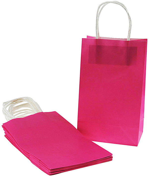 Hot Pink Plain Kraft Paper Bag