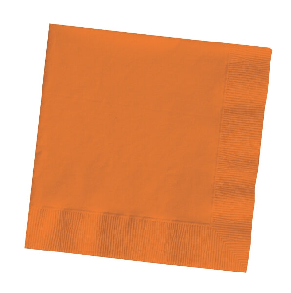 Orange Plain Beverage Napkins