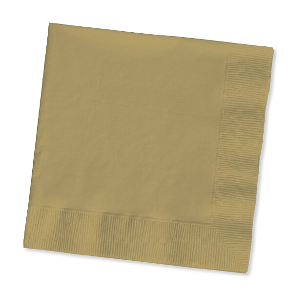 Gold Plain Beverage Napkins