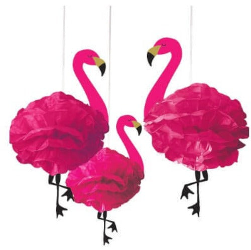 Flamingo Pom Pom Decoration 3 Pack