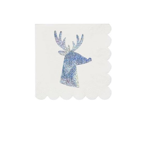 Silver Sparkle Reindeer Small Napkin Meri Meri