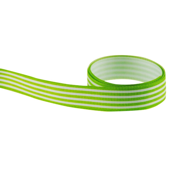 16mm Lime Green Grosgrain Candy Stripe Ribbon
