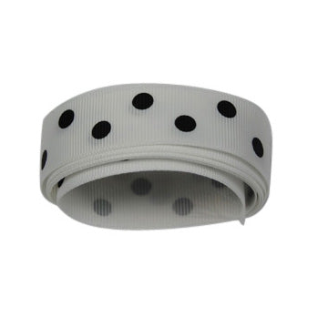 22mm White & Black Polka Dot Grosgrain Ribbon