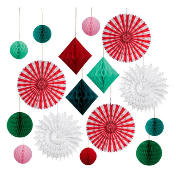 Christmas Honeycomb Decoration Kit - Meri Meri 16 pack