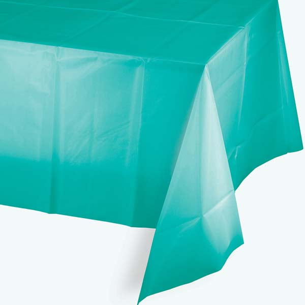 Teal Green Rectangular Plastic Tablecloth