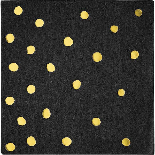 Black & Gold Foil Confetti Dot Beverage Napkins
