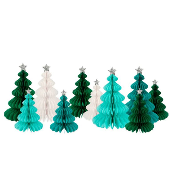 Green Forest Honeycomb Decorations - Meri Meri Christmas