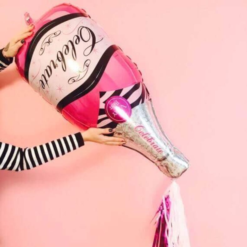 Jumbo Pink Champagne Bottle Foil Balloon