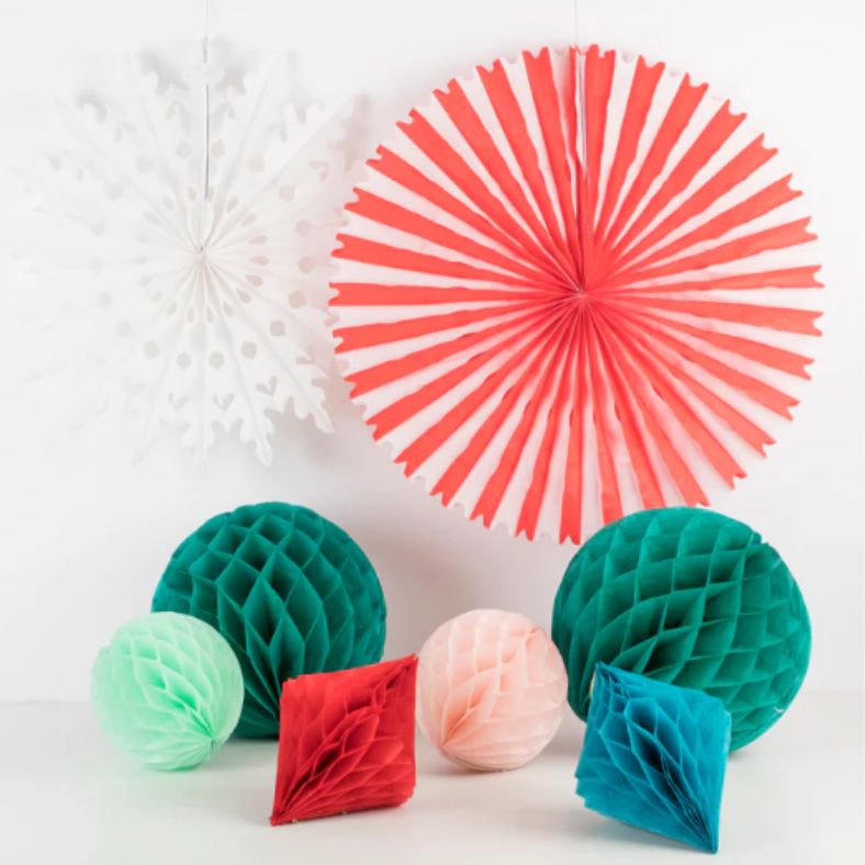Christmas Honeycomb Decoration Kit - Meri Meri 16 pack