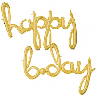 Gold Script Happy Birthday Balloon