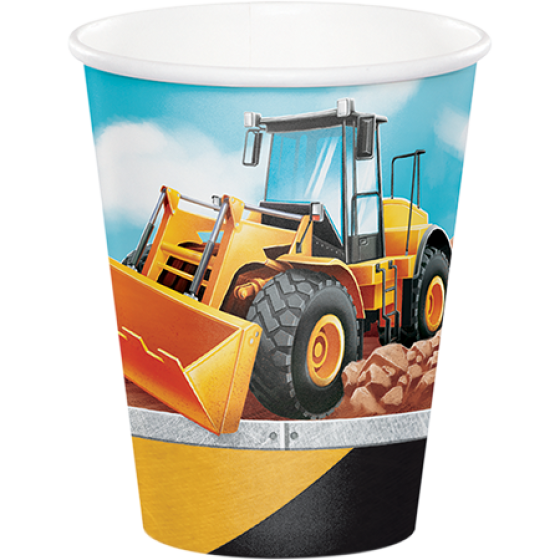 Construction Zone Digger Paper Cups