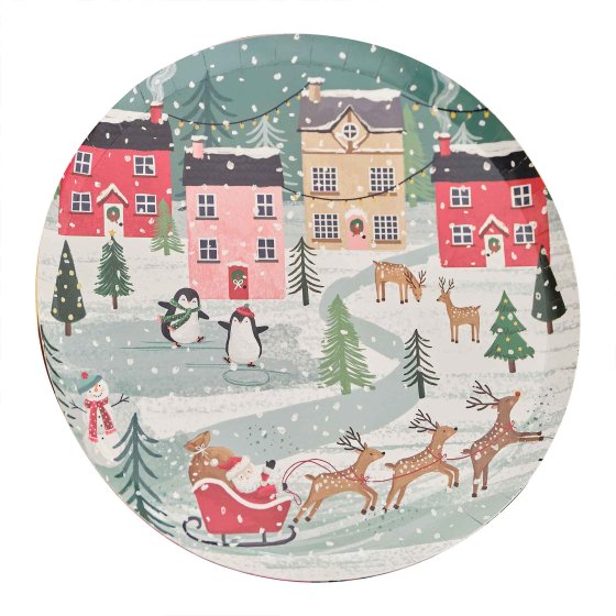 Merry Little Christmas Large Party Plates - Ginger Ray Party Pack of 8