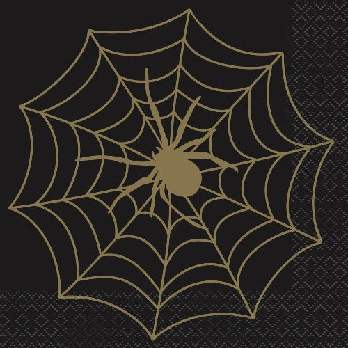 Halloween Black & Gold Spider Web Paper Napkins