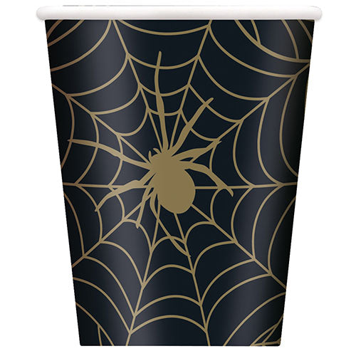 Halloween Black & Gold Spider Web Paper Cups