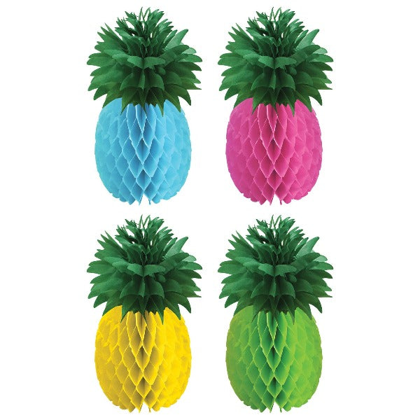 Colourful Pineapple Honeycomb Decorations
