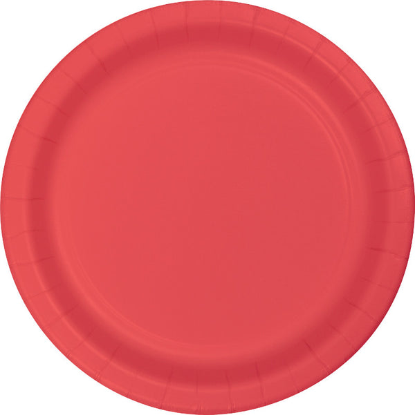 Deep Coral Small Plain Paper Plate