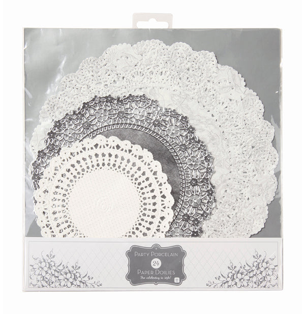 Silver Party Porcelain Vintage Paper Doilies Talking Tables