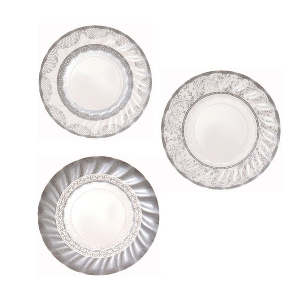 Silver Party Porcelain Vintage Paper Plates Small Talking Tables