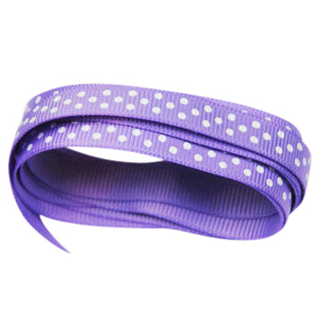 9mm Lavender Polka Dot Grosgrain Ribbon