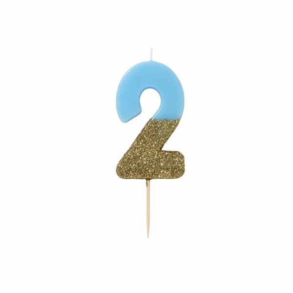Blue Glitter Birthday Candle-2 Talking Tables