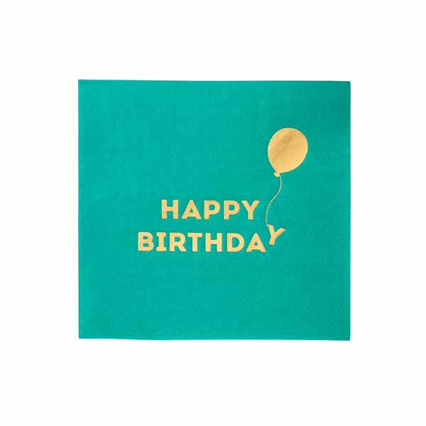 Teal Happy Birthday Cocktail Napkins Talking Tables