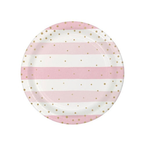 Baby Pink & Gold Paper Party Plate