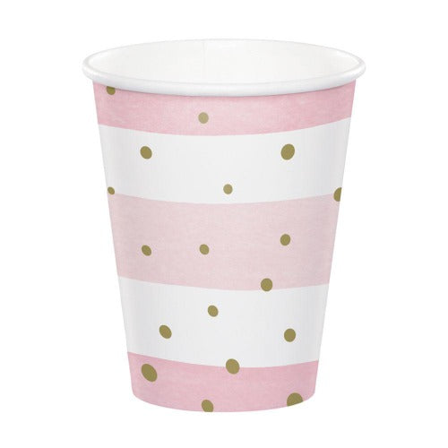 Baby Pink & Gold Paper Party Cups