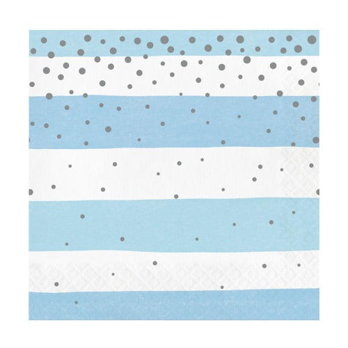 Baby Blue and Silver Paper Party Napkins
