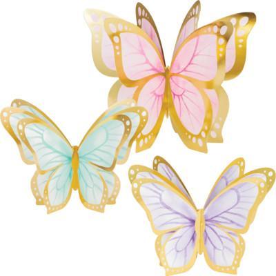Shimmer Butterfly Decorations 3 pack