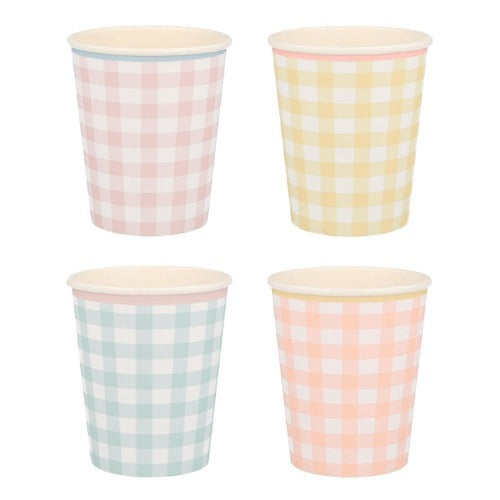 Pastel Gingham Paper Party Cups