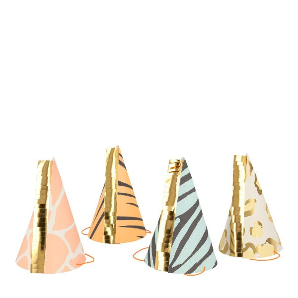 Safari Animal Print Party Hats Pack of 8 Meri Meri Party