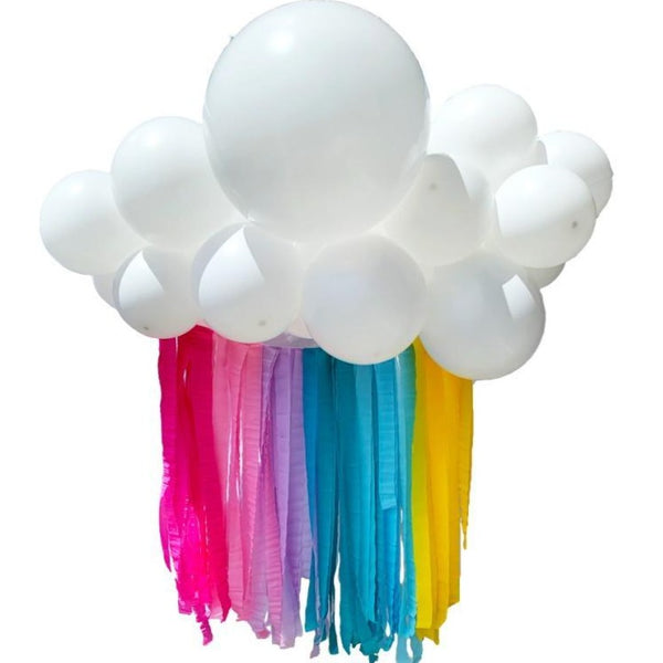 Balloon Cloud & Pastel Rainbow Streamer Garland