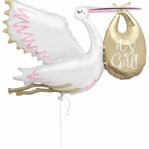 Giant Stork It's A Girl Foil Balloon