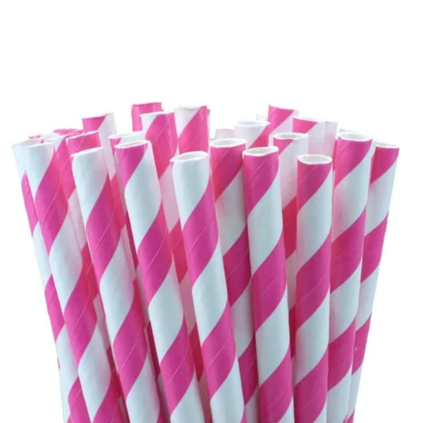 Pink Candy Stripe Paper Straws