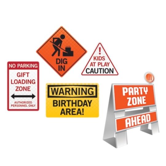Construction Zone Party Decorating Kit Pack of 5