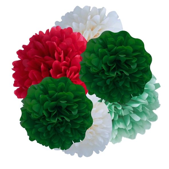 Christmas Tissue Paper Pom Poms Decorations Mix