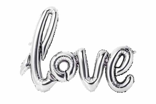 Silver Script Love Balloon