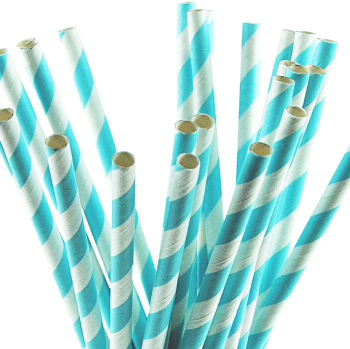 Baby Blue Candy Stripe Paper Straws