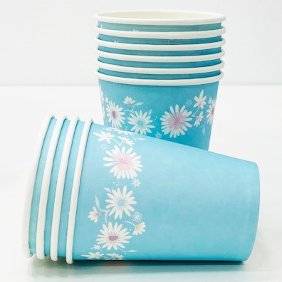 Baby Blue Daisy Chain Paper Cups